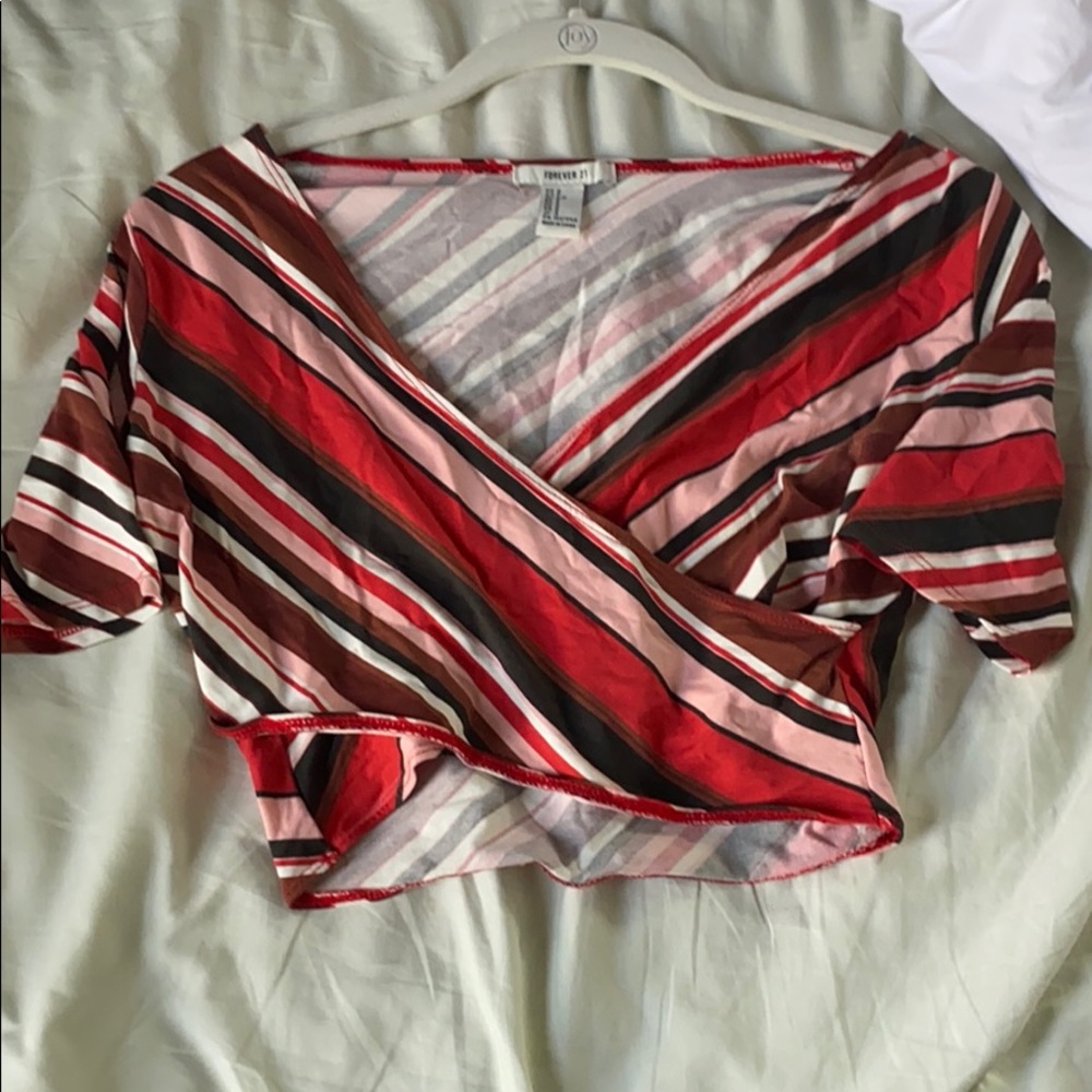 low cut striped crop top